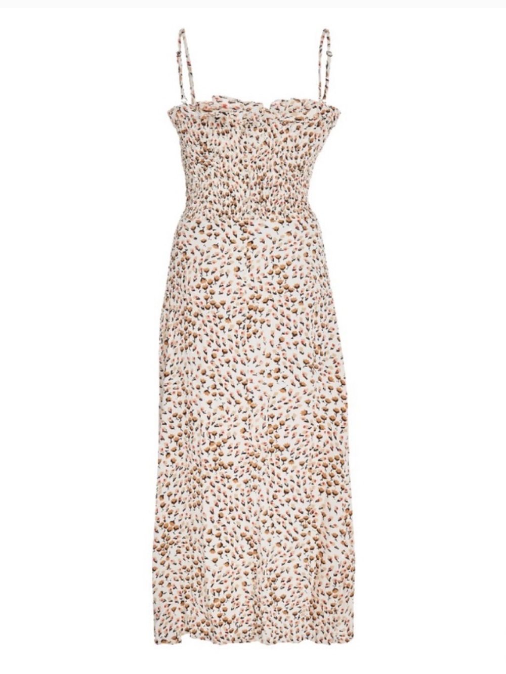 Faithfull The Brand Solange Midi Dress Cream Floral Smocked Bodice Size Lđ¤ - Picture 7 of 15